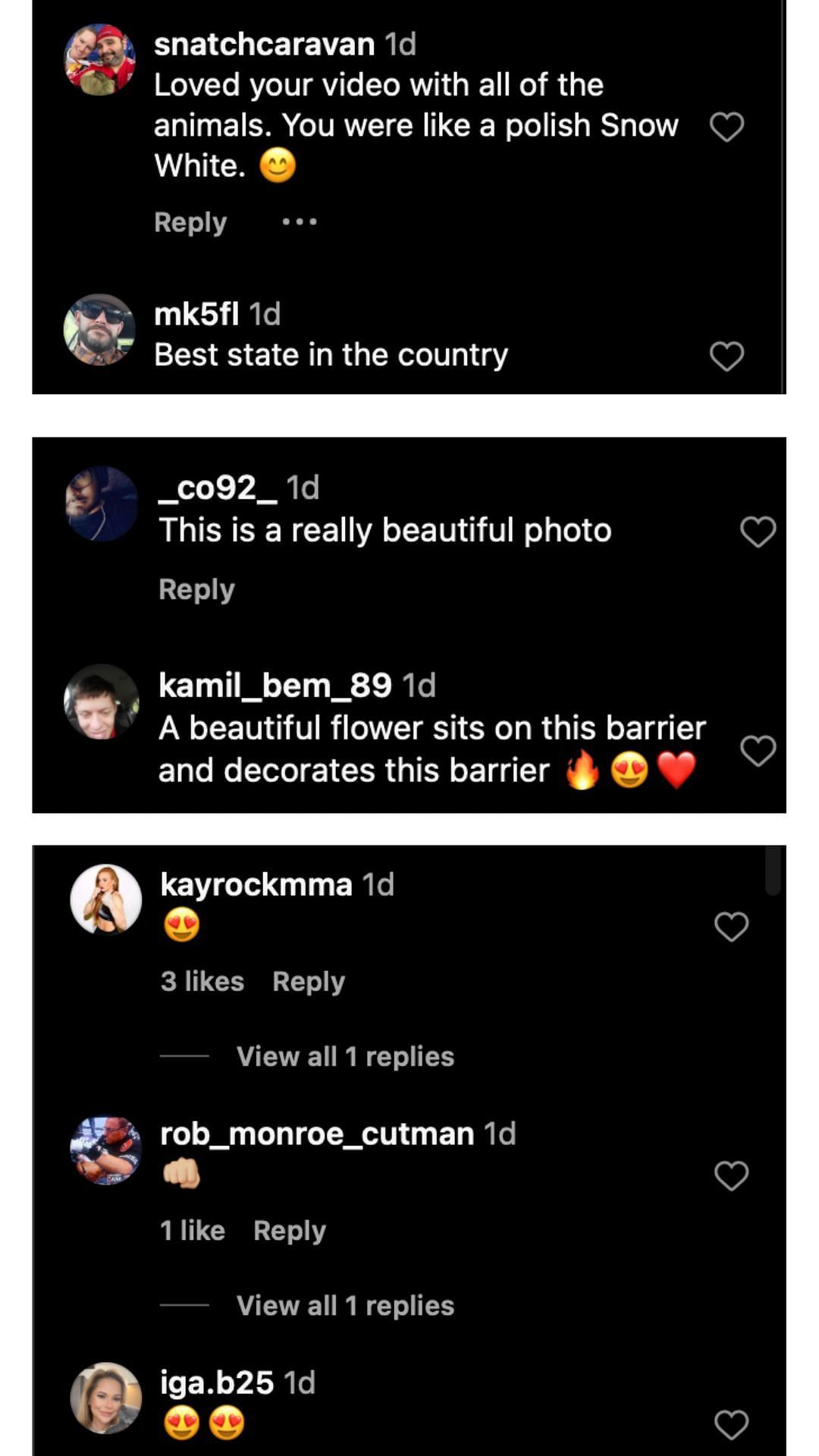 Fans react to Karolina Kowalkiewicz's post